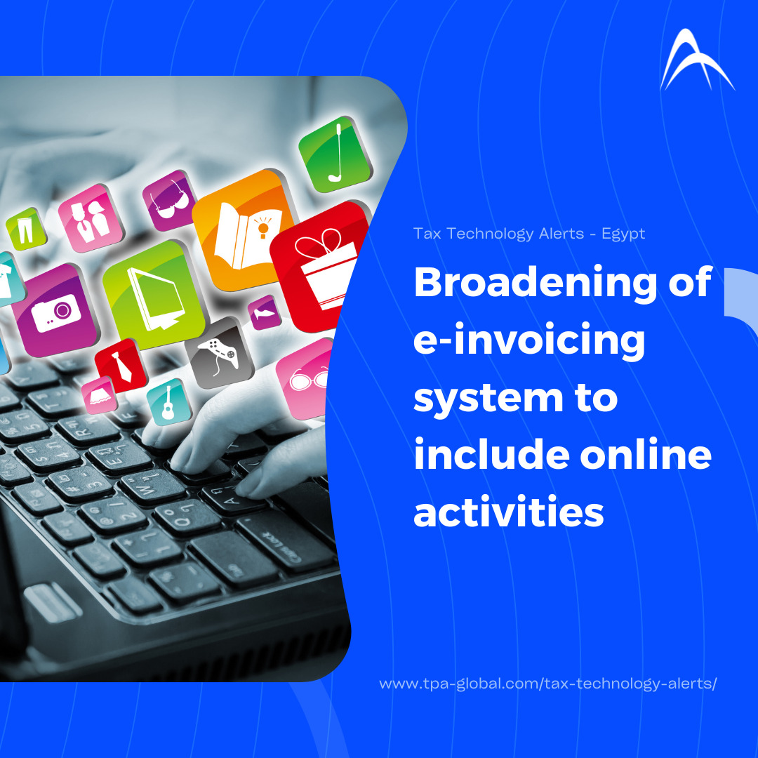 Broadening of the e-invoicing system to include online activities